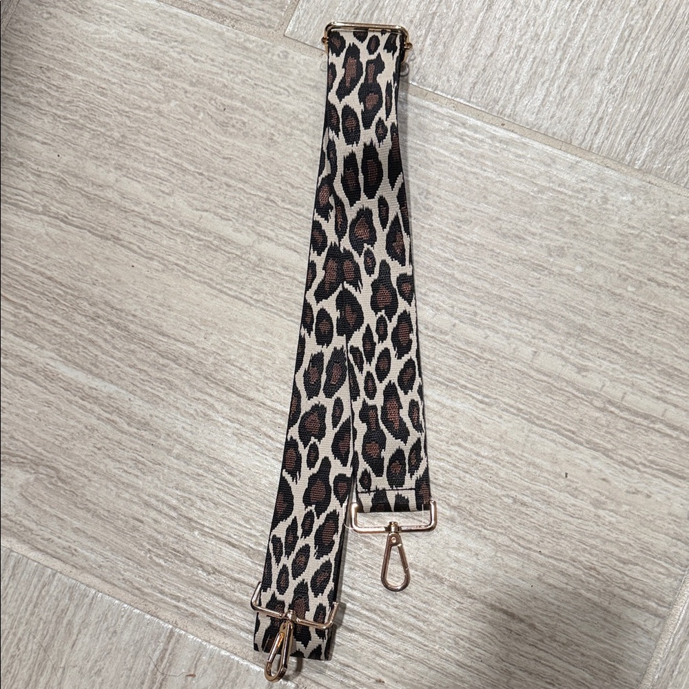 Leopard Print Adjustable Bag Strap - Brown/Black